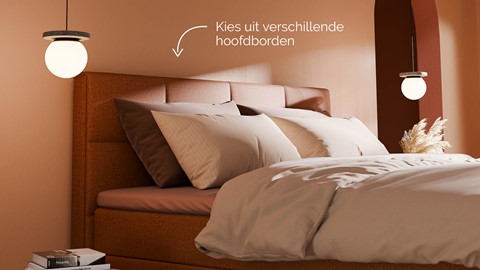 Boxspring Crystal soft touch met gestoffeerd matras, terracotta
