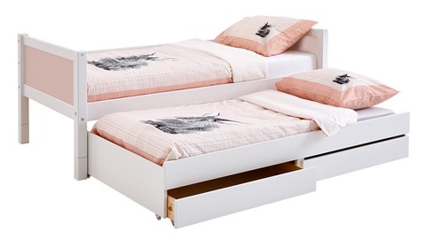 Bed met slaaplade Jip, wit/licht roze