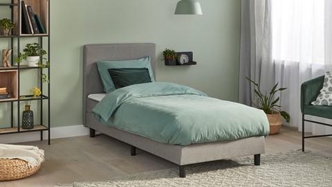 Boxspring Cisano vlak met gestoffeerd matras, lichtgrijs