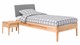 Bed Sky beuken met hoofdbord stof en poot hout, beuken stof basalt