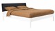 Bed Sky beuken met hoofdbord gecapitonneerd en poot hout, wit lederlook zwart