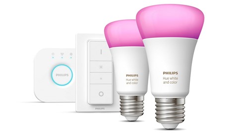 Verlichting Philips Hue White and Color Ambiance Starterkit E27 (2 lampen, 2 dimmers + bridge)