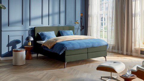 Boxspring Attraktiv Lykka vlak met gestoffeerd matras, green