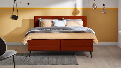 Boxspring Viggo vlak met gestoffeerd matras, adore koper