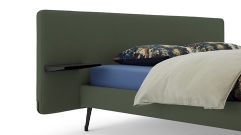 Bed Bädd Forma met Bossflex 400 vlak en gestoffeerd matras, etna green