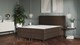Boxspring Emma Deluxe Classic vlak met gestoffeerd matras en poot zwart, dark brown