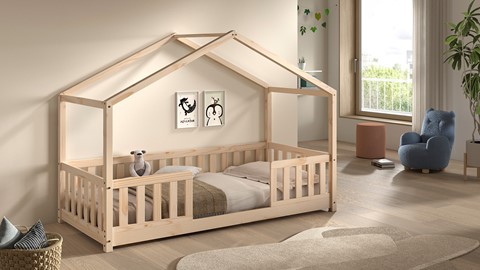 Kajuitbed Dallas als huis met slaaplade, natuur