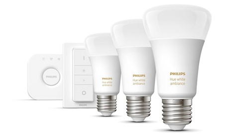 Verlichting Philips Hue White Ambiance Starterkit E27 (3 lampen, 1 dimmer + bridge)