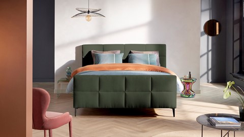 Boxspring Attraktiv Trendik vlak met gestoffeerd matras, green