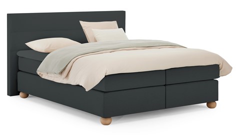 Boxspring Solid Lina vlak met gestoffeerd matras, anthracite