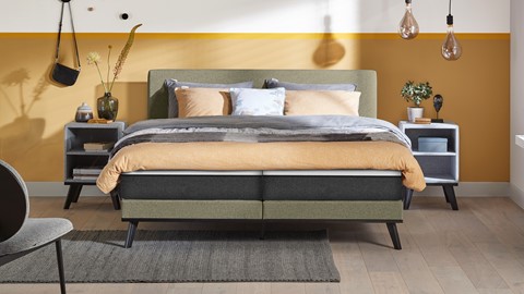 Boxspring Viggo vlak met Emma O2 matras, adore groen