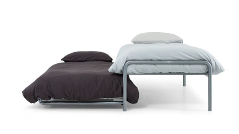 Bed met onderschuifbed Doppia, zilver