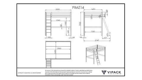 Hoogslaper Pino Mezzanine, wit