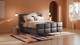 Boxspring Crystal linen touch vlak met gestoffeerd matras, dark grey