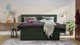 Opbergboxspring Pearl vlak met gestoffeerd matras, hunter