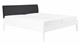 Bed Sky beuken met hoofdbord stof en poot hout, wit lederlook zwart