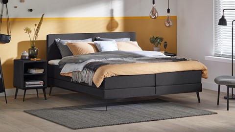 Boxspring Viggo vlak met gestoffeerd matras, adore antraciet