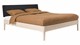 Bed Sky eiken met hoofdbord gecapitonneerd en poot hout, eiken lederlook zwart