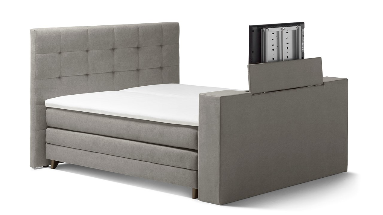 Bitterheid Imperial gastheer Boxspring Unik Varje verstelbaar met gestoffeerd matras en voetbord met tv- lift | Beter Bed