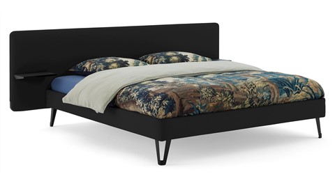 Bed Bädd Forma met Bossflex 400 vlak en gestoffeerd matras, etna black