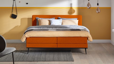 Boxspring Viggo vlak met gestoffeerd matras, adore goud