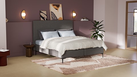 Boxspring Emerald met Silver Pocket Deluxe Foam matras, dark grey