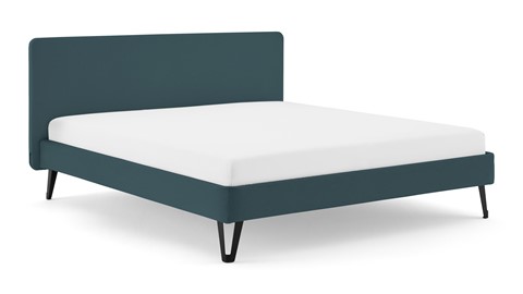 Bed Bädd Skönn met Bossflex 400 vlak en gestoffeerd matras, etna teal