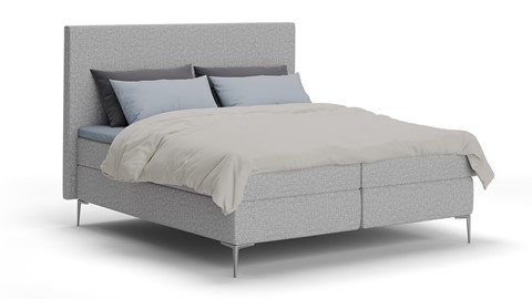 Boxspring Emerald linen touch vlak met gestoffeerd matras, light grey