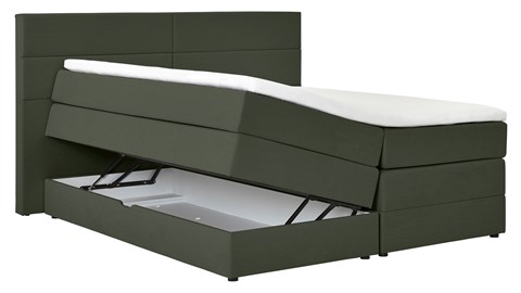 Opbergboxspring Pearl vlak met gestoffeerd matras, hunter