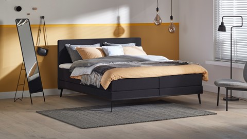 Boxspring Viggo vlak met gestoffeerd matras, adore antraciet