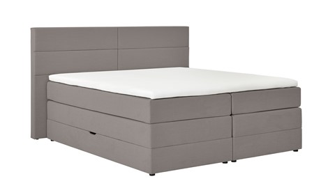 Opbergboxspring Pearl vlak met gestoffeerd matras, taupe