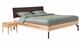 Bed Sky beuken met hoofdbord gecapitonneerd en poot metaal, beuk lederlook grijs
