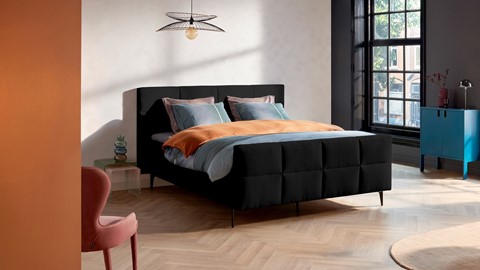 Boxspring Attraktiv Trendik vlak met gestoffeerd matras, black