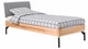 Bed Sky beuken met hoofdbord stof en poot metaal, beuken stof basalt
