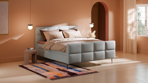Boxspring Crystal soft touch met gestoffeerd matras, light blue