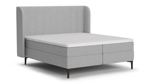Boxspring Ivory linen touch vlak met gestoffeerd matras, light grey