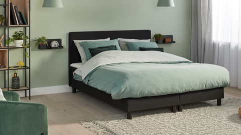 Box Ambra vlak met gestoffeerd matras, zwart