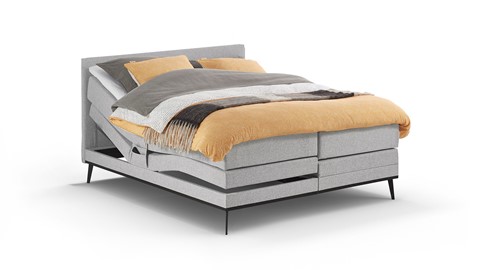 Boxspring Viggo verstelbaar met gestoffeerd matras, towel grijs
