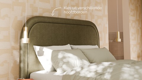 Bed Amber velvet glow, dark green