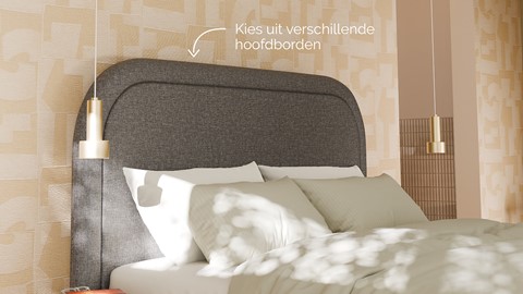 Bed Amber linen touch, dark grey