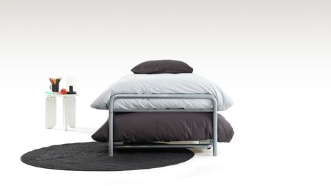 Bed met onderschuifbed Doppia, zilver