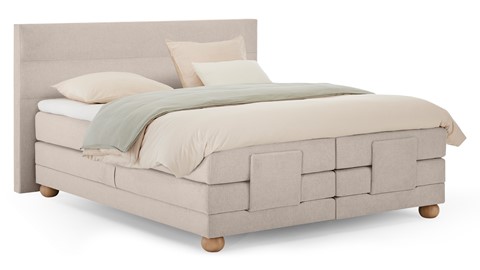 Boxspring Solid Lina verstelbaar met gestoffeerd matras, naturel