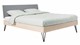 Bed Sky eiken met hoofdbord stof en poot driehoek, eiken stof basalt