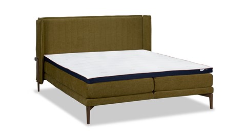 Bed Element Vivid vlak met gestoffeerd matras, curry