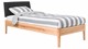 Bed Sky beuken met hoofdbord stof en poot hout, beuken lederlook zwart
