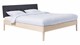Bed Sky eiken met hoofdbord gecapitonneerd en poot hout, eiken stof grijs