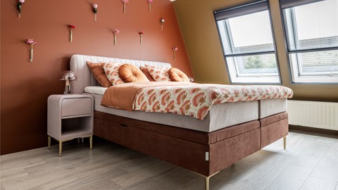 Opbergbox Ruby vlak met gestoffeerde matras, roze/bruin