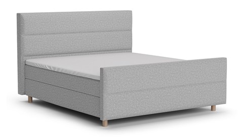 Boxspring Mica linen touch vlak met gestoffeerd matras, light grey