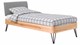 Bed Sky beuken met hoofdbord stof en poot driehoek, beuk stof basalt