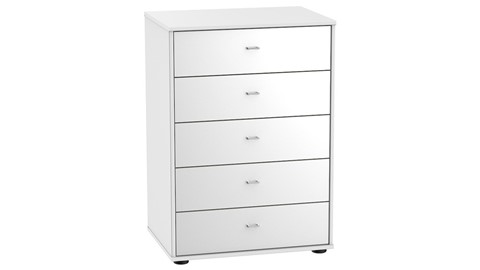 Commode Tokio met 5 glas laden, wit/glas wit